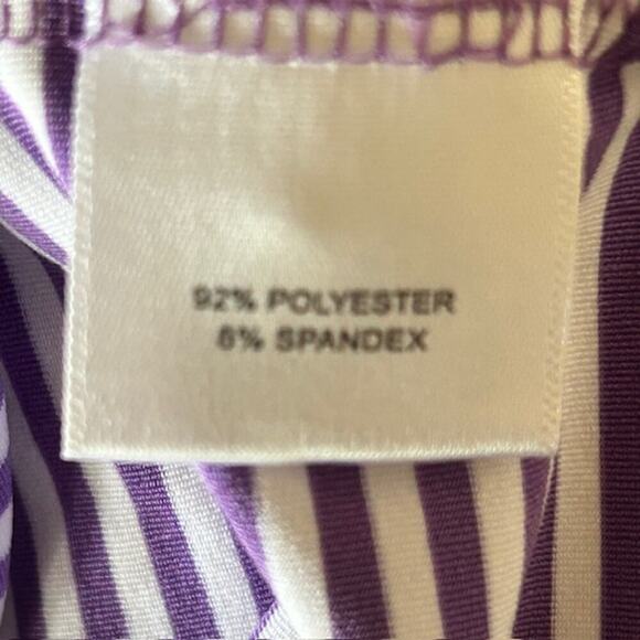 Peter Millar Summer Comfort Purple & White Striped Polo Shirt - Size Large - Picture 7 of 8